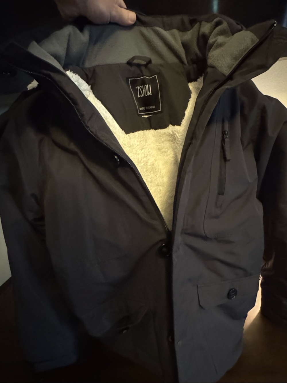 Warm Black Puffer Jacket with Sherpa Lining